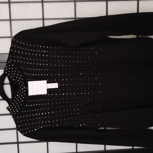 Luxe- Beautiful Designer Mock Neck Sweater w/ Rhinestones NWT Size PLX